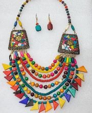Multicolor Wonderful Classy Stone Beads Multi Layer Necklace Set