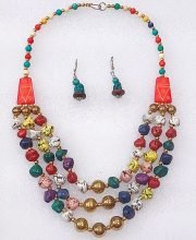 Multicolor Wonderful Classy Stone Beads Three Layer Necklace Set