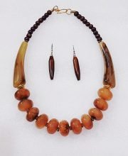 Beige Brown Wonderful Classy Stone Beads Necklace Set