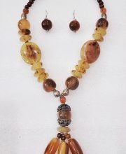 Beige Brown Wonderful Classy Stone Beads Necklace Set