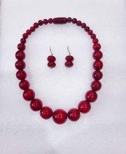 Ruby Red color wonderful Classy Beads Necklace Set
