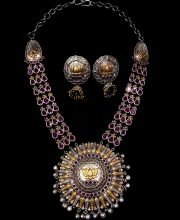 Premium Quality Dual Tone and Crystal Stone Necklace Set