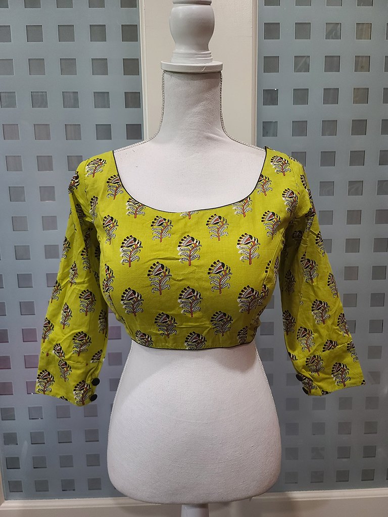 Apple Green Color Rayon Jaipuri Floral Printed Blouse | Ritz Fashion Trendz
