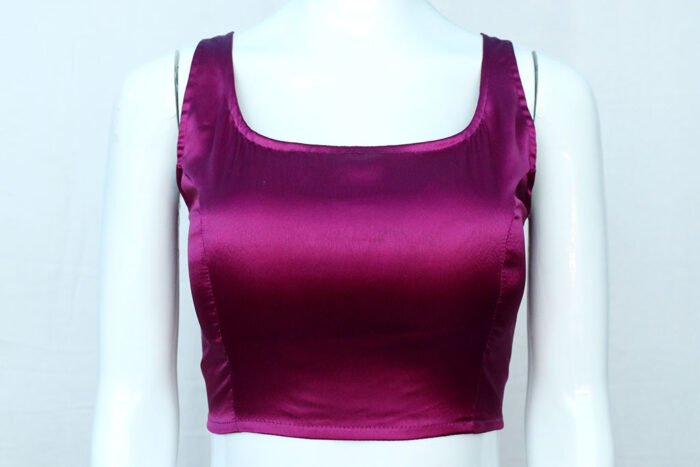 Magenta Pink Color Satin Silk Blouse 