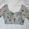 Gray Multi Color Rayon Printed Blouse