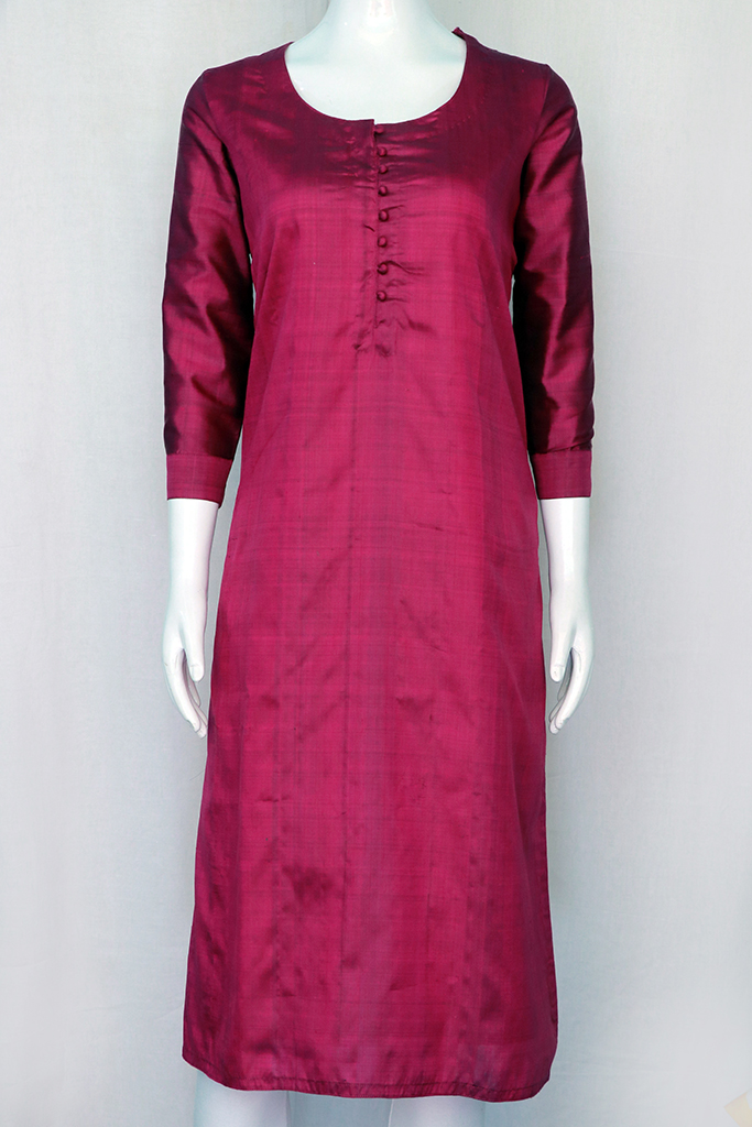 Art Silk Fabric Maroon Color Casual Wear Stylish Kurti Bottom Dupatta Set  With Embroidered Work