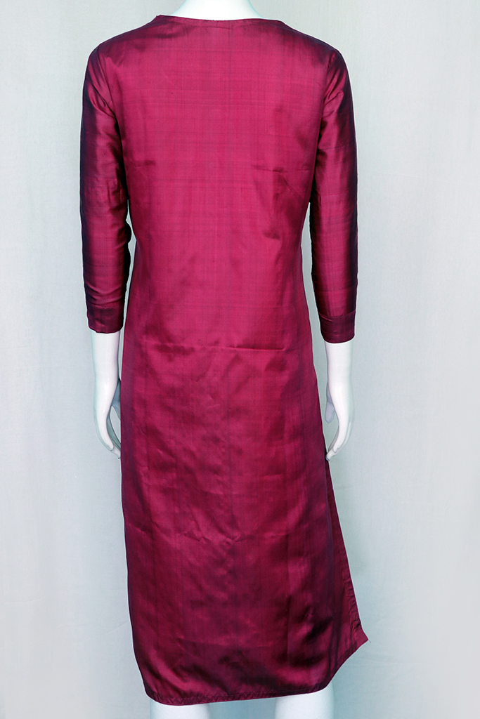 Twara Burgundy intricate glitter printed coat-style Rayon 3/4th sleeve  layered kurti