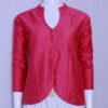 Reddish Pink Color Raw Silk Jacket Blouse