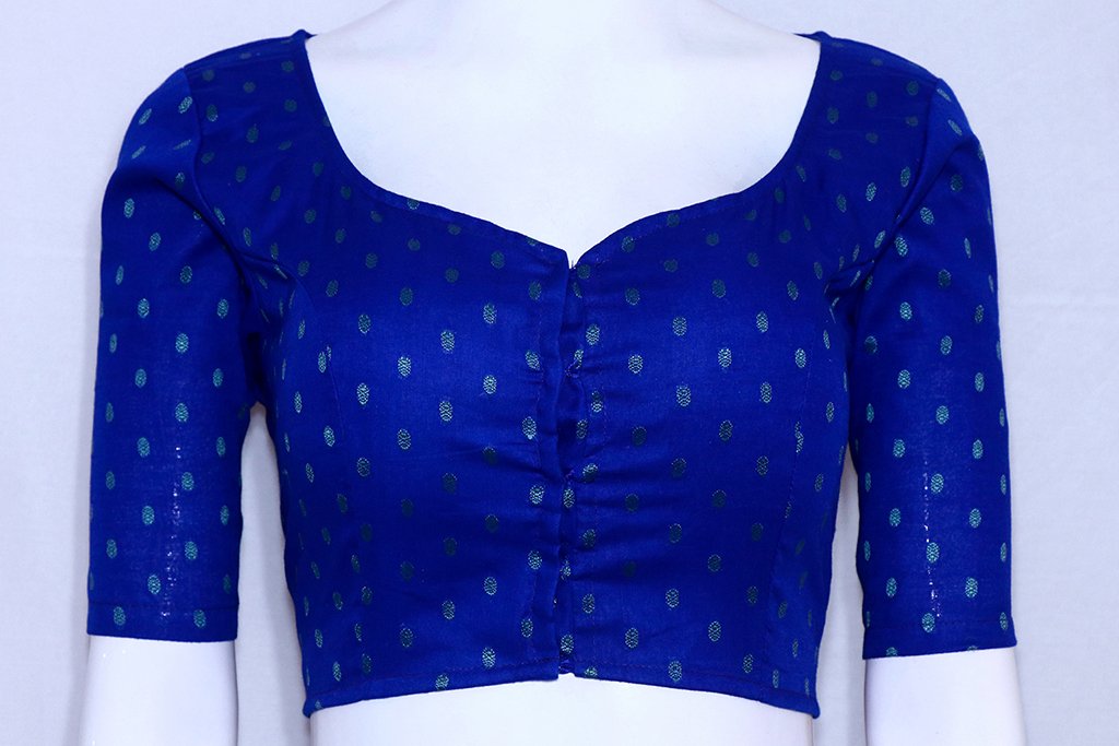 Admiral Blue Color Cotton Blouse with Nice Small Butta Thread Work | Ritz Fashion Trendz