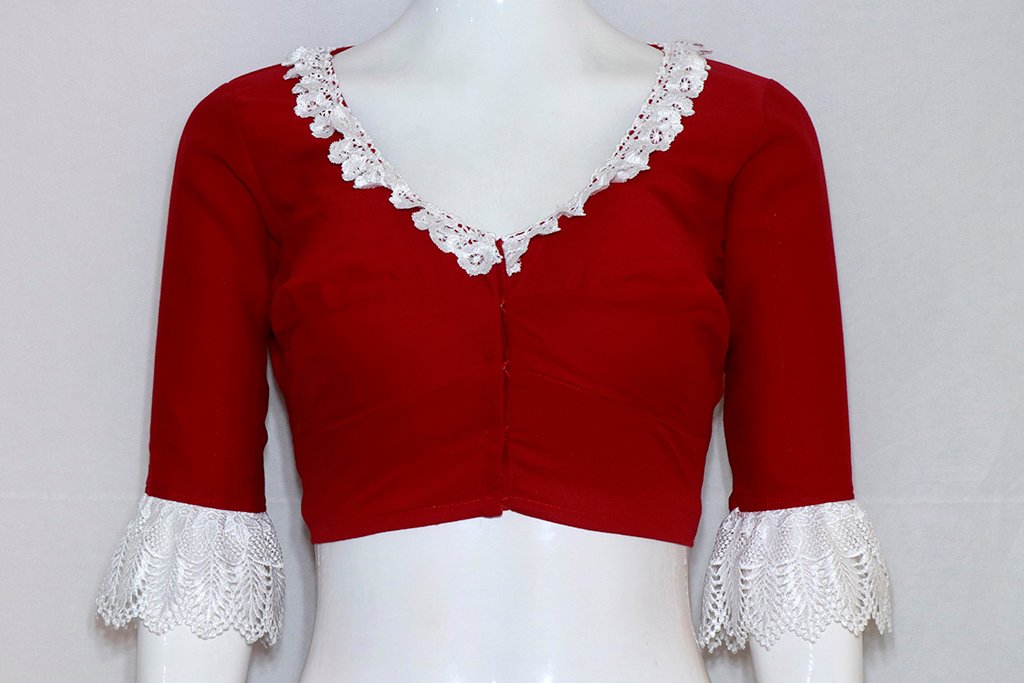 Rust Red Ira Handloom Cotton Diamond Check Blouse main image 0