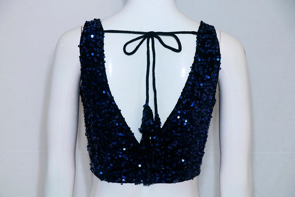 Navy Blue Color Sequin Blouse