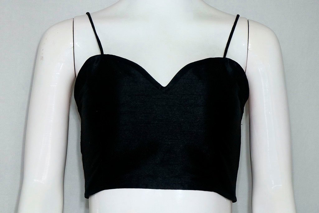 Black Color Samo Silk Spaghetti Blouse