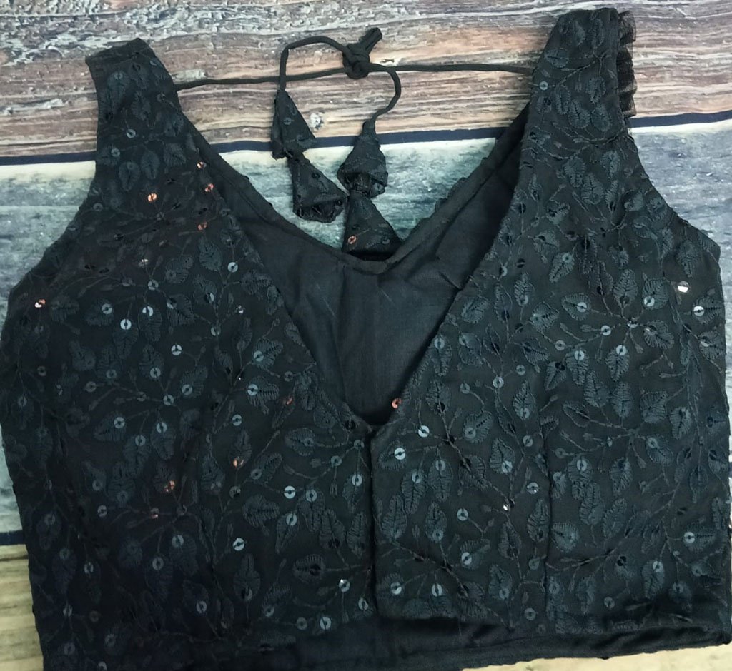 Black Color Net Chikan Kari Blouse | Ritz Fashion Trendz