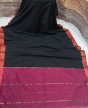 Black & Pink Color Handloom Silk Saree