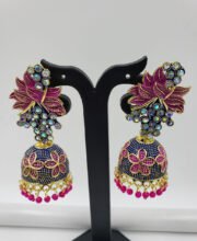 Multi Color Jhumka With Stone And Beads