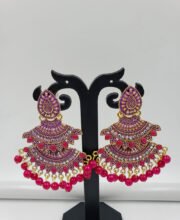 Pink Color Ear-Ring With Beads