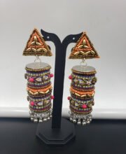 Multi Color Hand Crafted Jhumka With Beads
