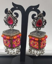 Multi Color Metal Jhumka with Beads