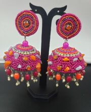 Multi Color Handcrafted Jhumka With Beads