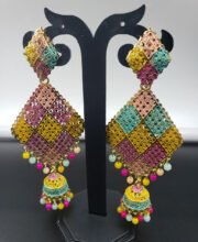 Multi Color Jhumka With Beads