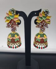Multi Color Jhumka With Stone And Beads