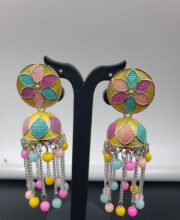 Multi Color Jhumka Ear Ring With Beads