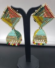 Multi Color Jhumka With Beads