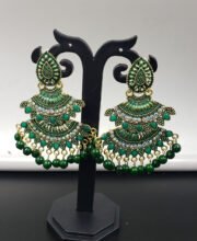Green Color Jhumka With Beads