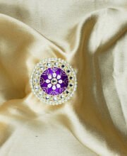 Purple Color Kundan Meena Kari Finger Ring