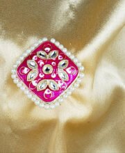 Magenta Color Kundan Meena Kari Finger Ring