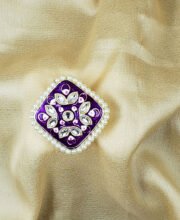 Purple Color Kundan Meena Kari Finger Ring