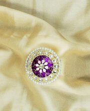 Purple Color Kundan Meena Kari Finger Ring