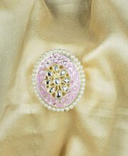Baby Pink Color Kundan Meena Kari Finger Ring