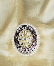 Maroon Color Kundan Meena Kari Finger Ring