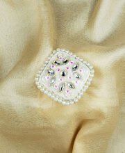 Off White Color Kundan Meena Kari Finger Ring
