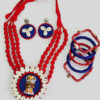 Hand Crafted Fabric Necklace Set With Bangles