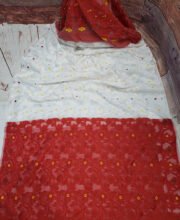 Red & White Color Jamdani Saree