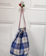 White & Blue Color Gamcha Printed Batua