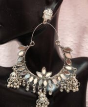 German Silver Jhumka with Mirror