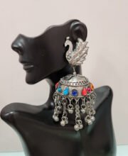 Black Metal Multi Color Jhumka