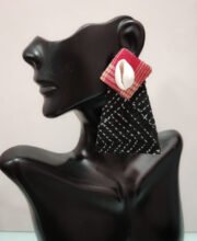 Black & Red Color Kantha Stich Ear-Ring