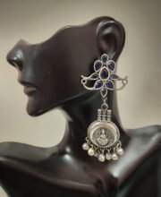 Silver Replica Ear-Ring with Blue Stone