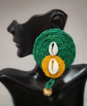 Green & Yellow Color Handcrafted Jute Ear-Ring