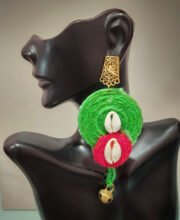 Green & Pink Color Handcrafted Jute Ear-Ring
