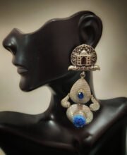 Silver Replica Ear-Ring with Blue Stone