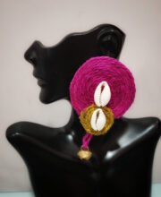 Pink & Yellow Color Handcrafted Jute Ear-Ring