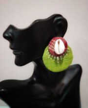 Green & Red Fabric Ear-Ring