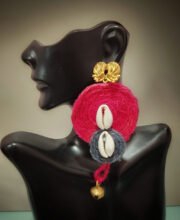 Pink & Grey Color Handcrafted Jute Ear-Ring