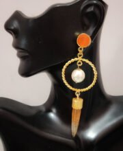 Unique Design Orange Color Ear-Ring