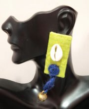 Green & Blue Fabric Ear-Ring